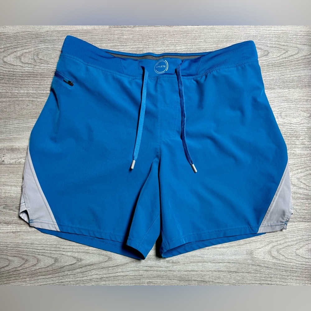 Hylete Gray and Blue Quad-Cut Shorts